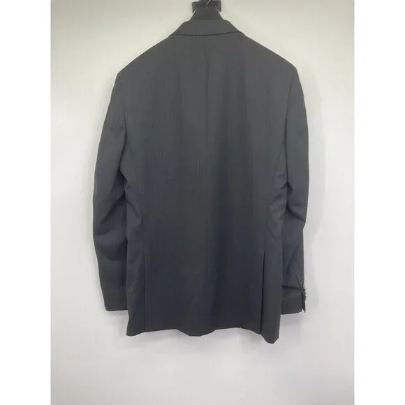 Marc Anthony Mens Gray Shadow Striped Suit Jacket 42R Wool Pants 36x32 - Picture 13 of 16